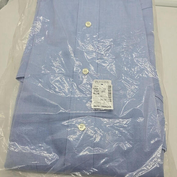 JOS A BANK Traveler Tailored Fit Blue 100% Cotton Dress Shirt‎ Sz 16 - 36 - Picture 7 of 10